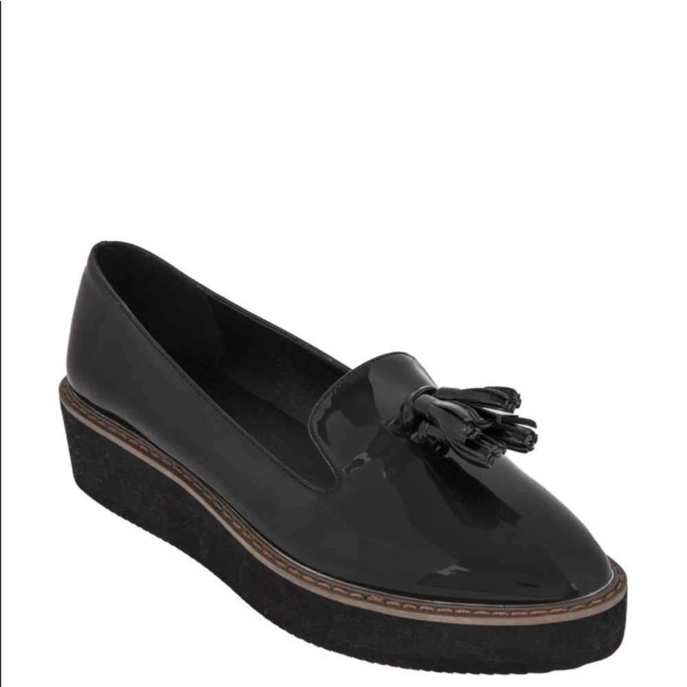 Tassel Patent Platform Wedge Loafers